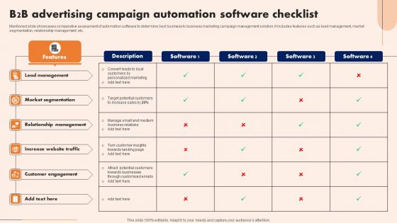 B2B Advertising Campaign Automation Software Checklist Ideas PDF