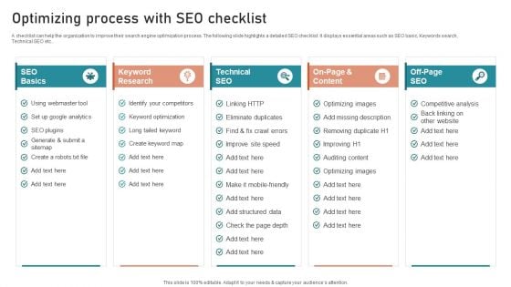 B2B And B2C Startups Marketing Mix Strategies Optimizing Process With SEO Checklist Summary PDF