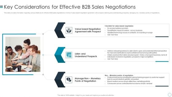 B2B Customers Journey Playbook Key Considerations For Effective B2b Sales Negotiations Slides PDF