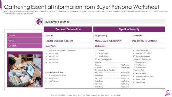 B2B Demand Generation Best Practices Gathering Essential Information From Buyer Persona Worksheet Topics PDF