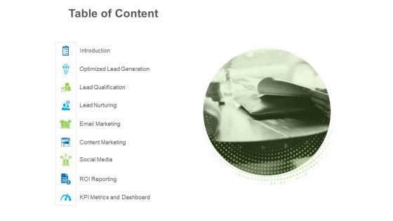 B2B Lead Generation Table Of Content Ppt File Icon PDF