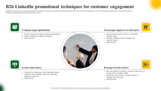B2B Linkedin Promotional Techniques For Customer Engagement Summary PDF