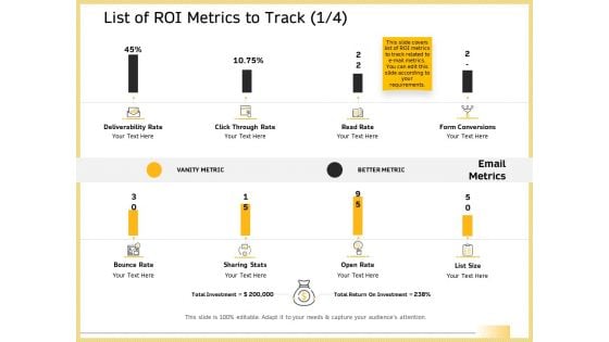 B2B Marketing List Of ROI Metrics To Track Deliverability Rate Brochure PDF