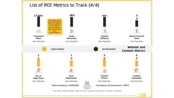 B2B Marketing List Of ROI Metrics To Track Website And Content Metrics Formats PDF B2B Marketing List Of ROI Metrics To Track Website And Content Metrics Formats PDF