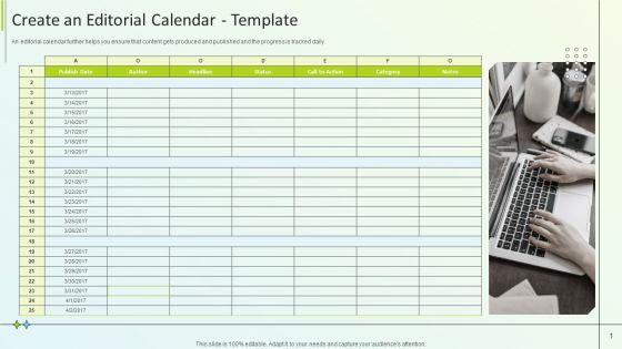 B2B Online Marketing Strategy Create An Editorial Calendar Template Professional PDF