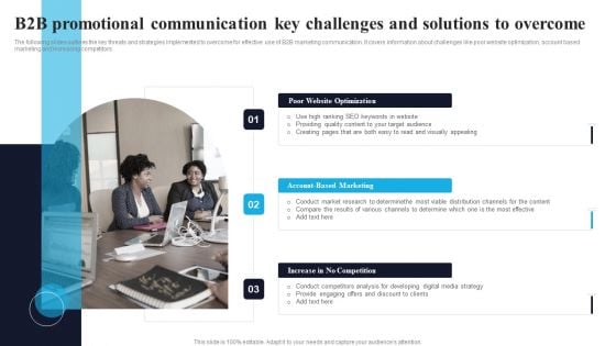 B2B Promotional Communication Key Challenges And Solutions To Overcome Slides PDF