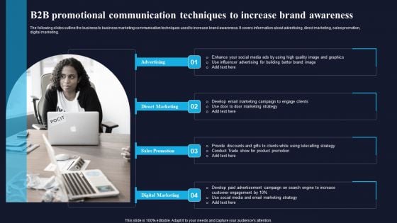 B2B Promotional Communication Techniques To Increase Brand Awareness Clipart PDF