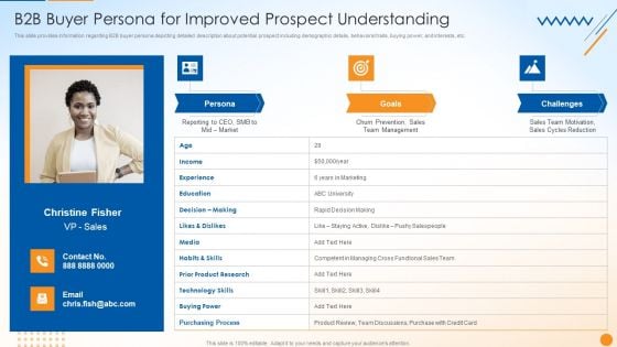 B2B Sales Techniques Playbook B2B Buyer Persona For Improved Prospect Understanding Professional PDF