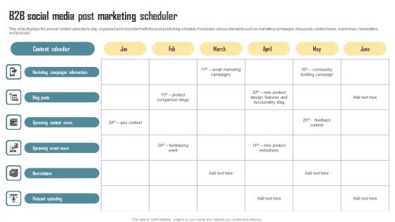 B2B Social Media Post Marketing Scheduler Designs PDF