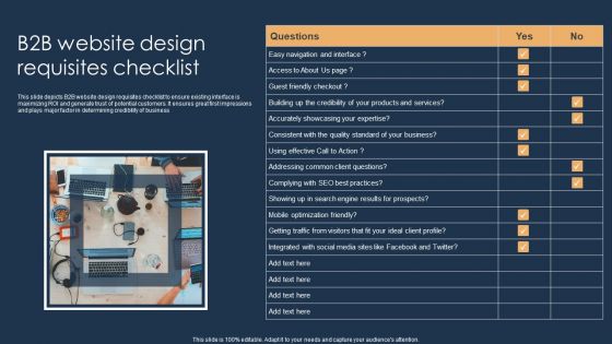 B2B Website Design Requisites Checklist Summary PDF