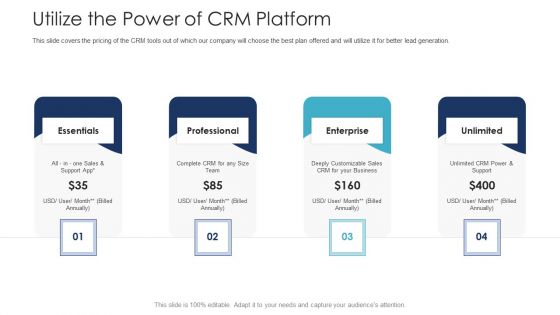 B2C Marketing Initiatives Strategies For Business Utilize The Power Of CRM Platform Ppt Styles Information PDF