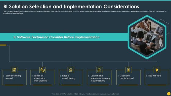 BI Solution Selection And Implementation Considerations BI Transformation Toolset Mockup PDF