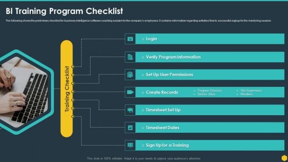 BI Training Program Checklist BI Transformation Toolset Information PDF