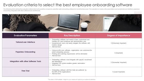 BPA Tools For Process Enhancement And Cost Minimization Evaluation Criteria To Select The Best Employee Onboarding Software Topics PDF