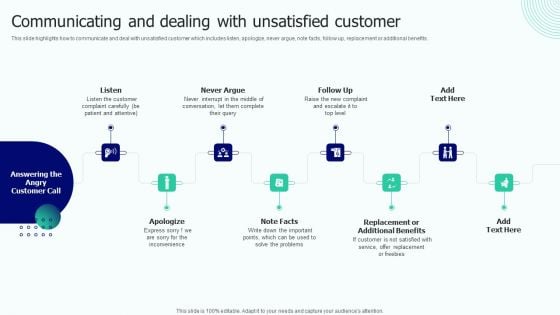 BPO Performance Improvement Action Plan Communicating And Dealing With Unsatisfied Customer Brochure PDF