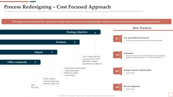 BPR To Develop Operational Effectiveness Process Redesigning Cost Focused Approach Information PDF