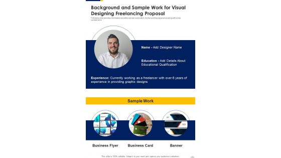 Background And Sample Work For Visual Designing Freelancing Proposal One Pager Sample Example Document