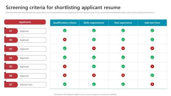 Background Verifying And Selecting Screening Criteria For Shortlisting Applicant Resume Guidelines PDF