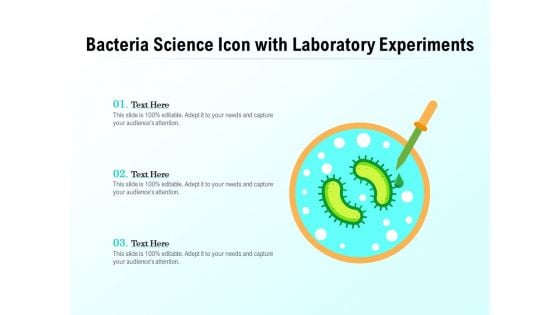 Bacteria Science Icon With Laboratory Experiments Ppt PowerPoint Presentation Gallery Master Slide PDF