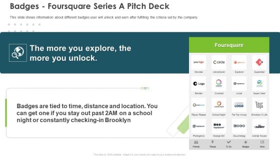 Badges Foursquare Series A Pitch Deck Ppt Outline Brochure PDF