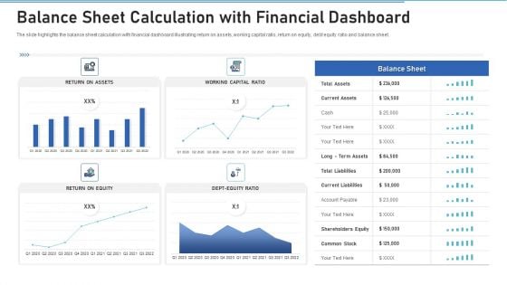 Balance Sheet Calculation With Financial Dashboard Background PDF Balance Sheet Calculation With Financial Dashboard Background PDF
