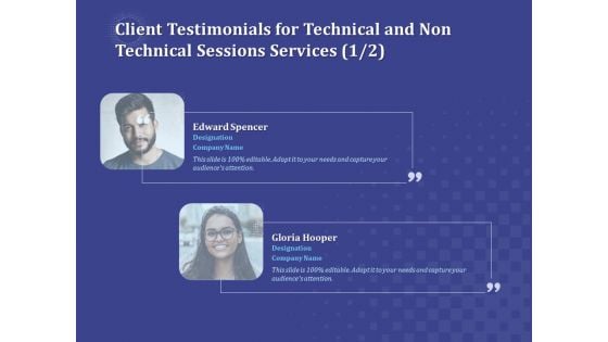 Balancing Skill Development Client Testimonials For Technical And Non Technical Sessions Services Management Slides PDF