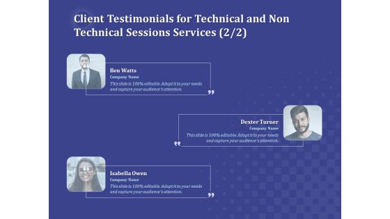 Balancing Skill Development Client Testimonials For Technical And Non Technical Sessions Services Planning Topics PDF