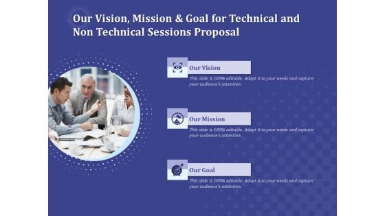 Balancing Skill Development Our Vision Mission And Goal For Technical And Non Technical Sessions Proposal Designs PDF