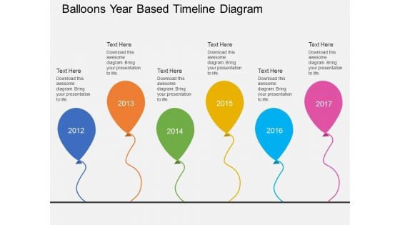 Balloons Year Based Timeline Diagram Powerpoint Template