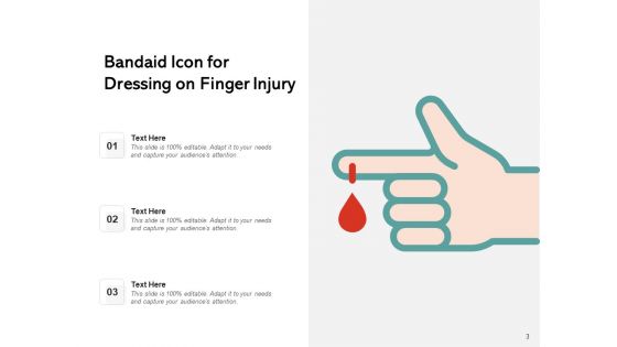 Bandage Icon Finger Injury Medical Red Cross Ppt PowerPoint Presentation Complete Deck