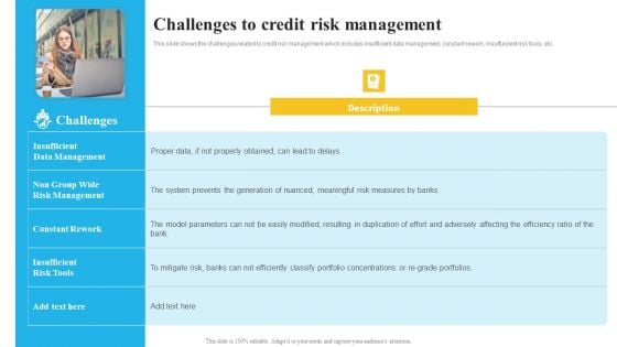 Bank And Finance Risk Management Tools And Methodologies Challenges To Credit Pictures PDF