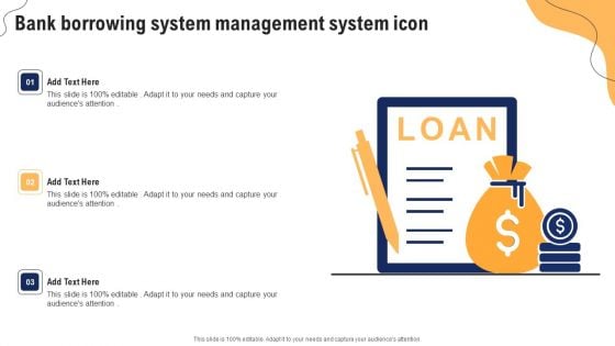 Bank Borrowing System Management System Icon Ppt Icon Designs Download PDF