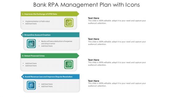Bank RPA Management Plan With Icons Ppt Styles Deck PDF