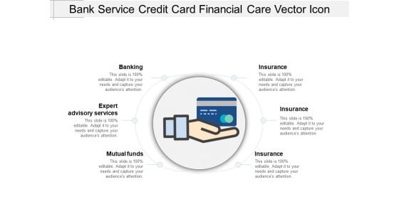 Bank Service Credit Card Financial Care Vector Icon Ppt PowerPoint Presentation Gallery Themes