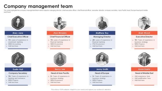 Banking Institution Company Profile Company Management Team Mockup PDF Banking Institution Company Profile Company Management Team Mockup PDF