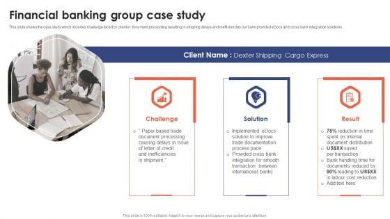 Banking Institution Company Profile Financial Banking Group Case Study Icons PDF