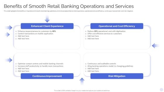 Banking Operations Model Revamp Plan Benefits Of Smooth Retail Banking Operations And Services Graphics PDF