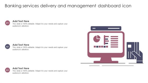 Banking Services Delivery And Management Dashboard Icon Designs PDF