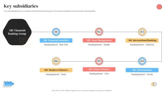 Banking Solutions Company Overview Key Subsidiaries Template PDF