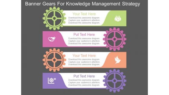 Banner Gears For Knowledge Management Strategy Powerpoint Template