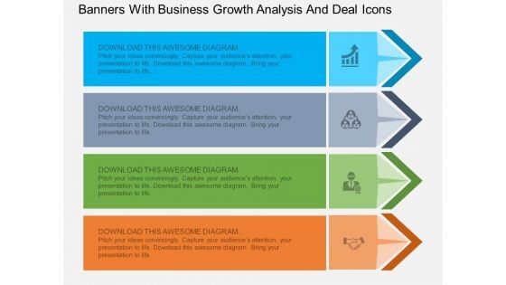 Banners With Business Growth Analysis And Deal Icons Powerpoint Template