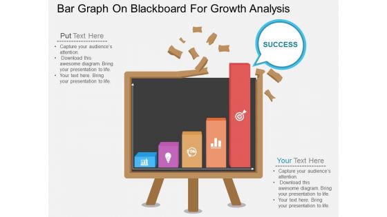 Bar Graph On Blackboard For Growth Analysis Powerpoint Template