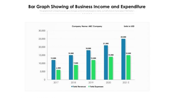 Bar Graph Showing Of Business Income And Expenditure Ppt PowerPoint Presentation Icon Show PDF