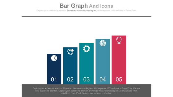 Bar Graph With Five Icons Powerpoint Slides