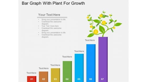 Bar Graph With Plant For Growth Powerpoint Template