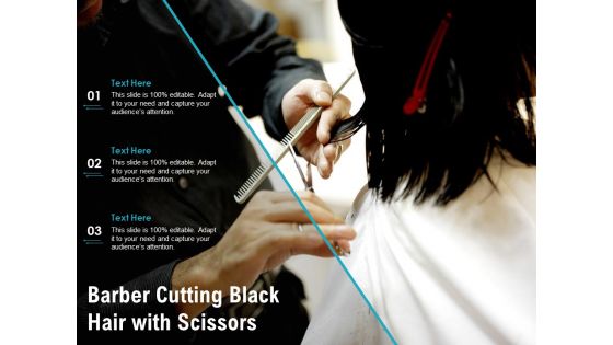 Barber Cutting Black Hair With Scissors Ppt PowerPoint Presentation Inspiration Shapes PDF