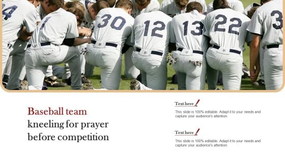 Baseball Team Kneeling For Prayer Before Competition Professional PDF