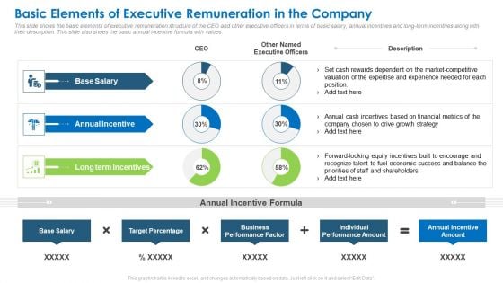 Basic Elements Of Executive Remuneration In The Company Icons PDF