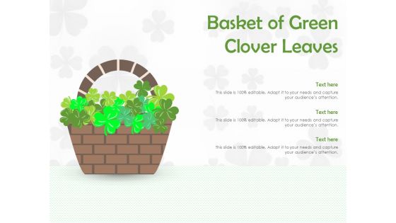 Basket Of Green Clover Leaves Ppt PowerPoint Presentation Styles Images