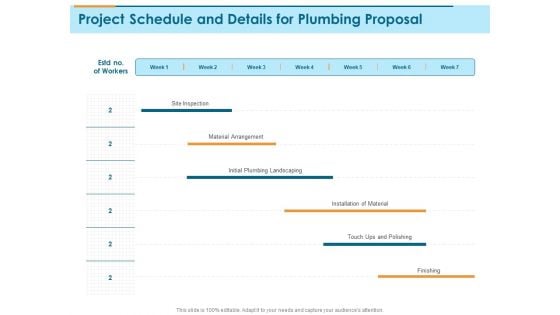 Bathroom Fixture Project Schedule And Details For Plumbing Proposal Ppt PowerPoint Presentation Icon Layout PDF